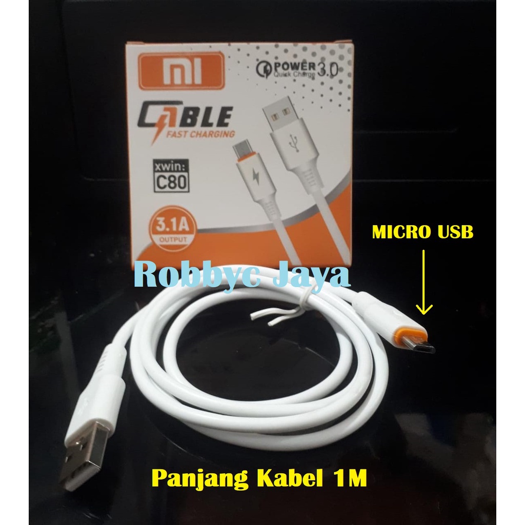 Xwin C80 Micro USB 3.1A 1 ม. สายเคเบิลข้อมูลชาร์จเร็ว
