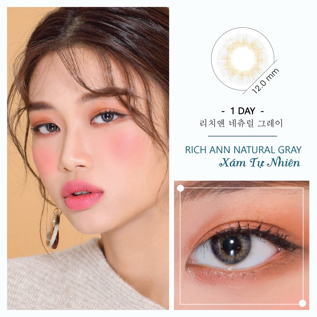 [1 ชิ้น] คอนแทคเลนส์ Natural Grey 1 วันสําหรับตาแห้งและอ่อนแอ - RA Natural Grey | เลนส์แอน365