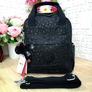 KIPLING 3 WAYS MINI BACKPACK   👍กระเป๋าสะพายรุ่นใหม่วัสดุ Nylon &amp; Polyester 100% สีดำ