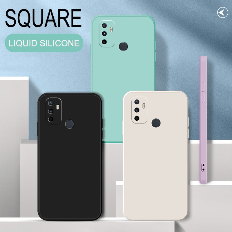 เคสโทรศัพท์ ซิลิโคนเหลว นิ่ม ทรงสี่เหลี่ยม ดั้งเดิม สีแคนดี้ กันกระแทก สำหรับ OPPO A15 A15S A32 A52 A53 A72 A92 A5 A9 2020