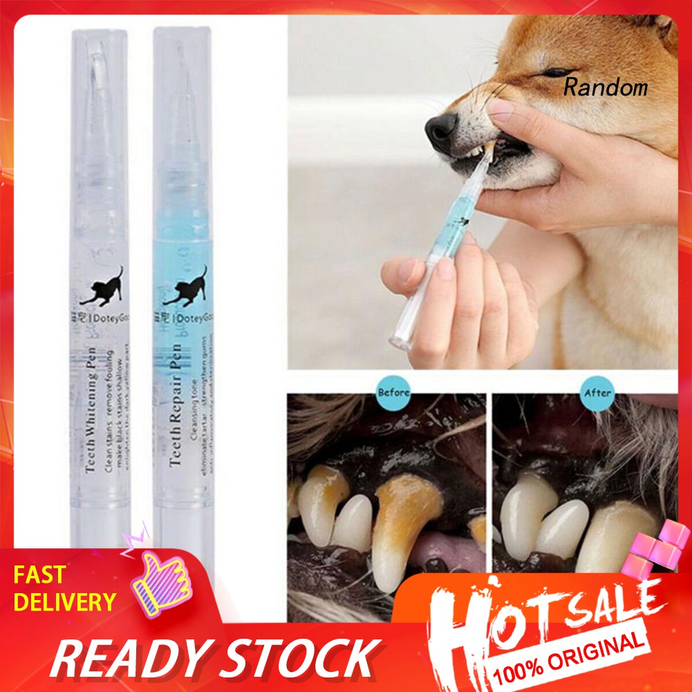 RAN 2/3Pcs Pet Teeth Cleaning Whitening Tool Dog Repair Tooth Tartar Remover Pen