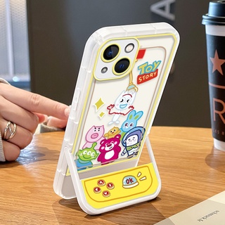 เคสโทรศัพท์มือถือ TPU ใส กันกระแทก ลายการ์ตูนน่ารัก พร้อมขาตั้ง สําหรับ IPhone 11 12 13 Pro MAX X XS XR MAX 8 7 Plus 6 6S SE 2020