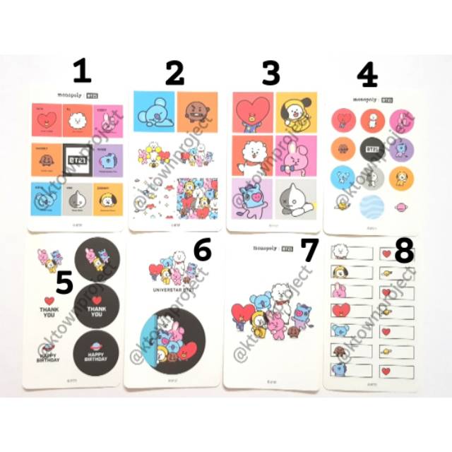 BT21 DECO สติ๊กเกอร์ TATA SHOOKY COOKY MANG RJ KOYA CHMMY