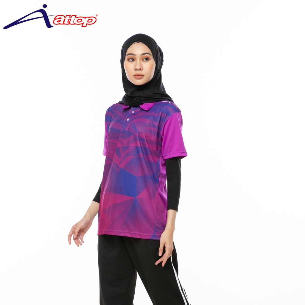 ATTOP เสื้อโปโลสีม่วงคอปกกีฬาคุณภาพสูง Mini Bird Eye Unisex ADF1805
