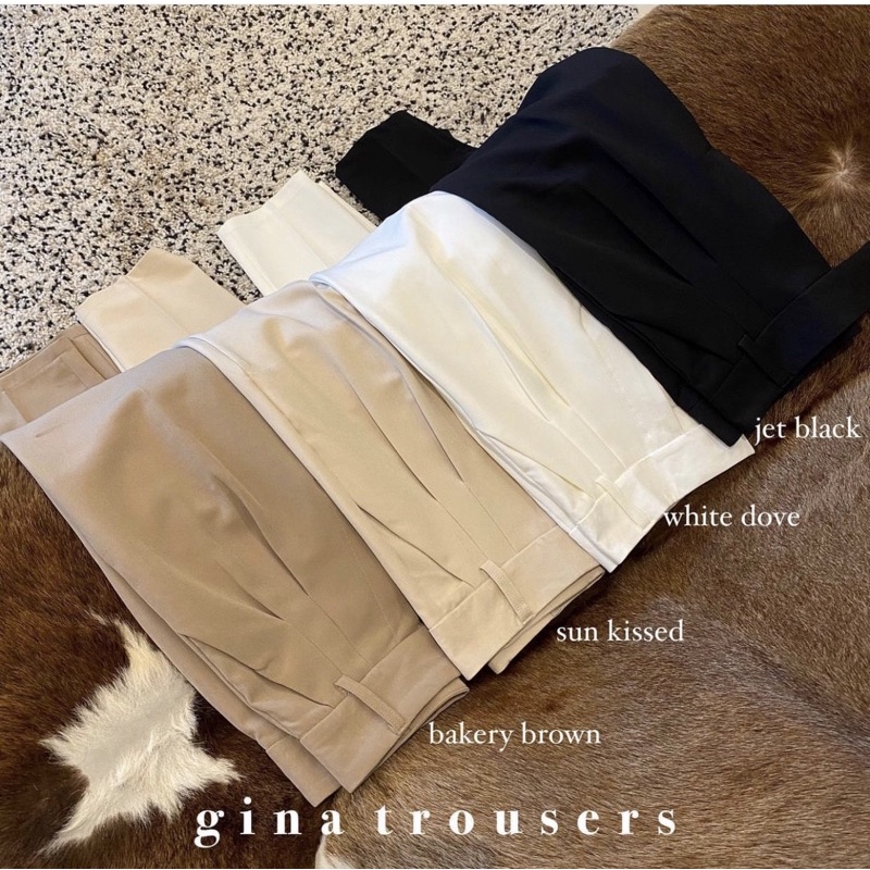 Gina Trousers(ลด30%เก็บโค้ดห้นาแอป) กางเกงขากระบอกเล็กตั้งแต่ S-3XL พรางหุ่น เก็บเอว เก็บสะโพก งานตัด THESUNCO