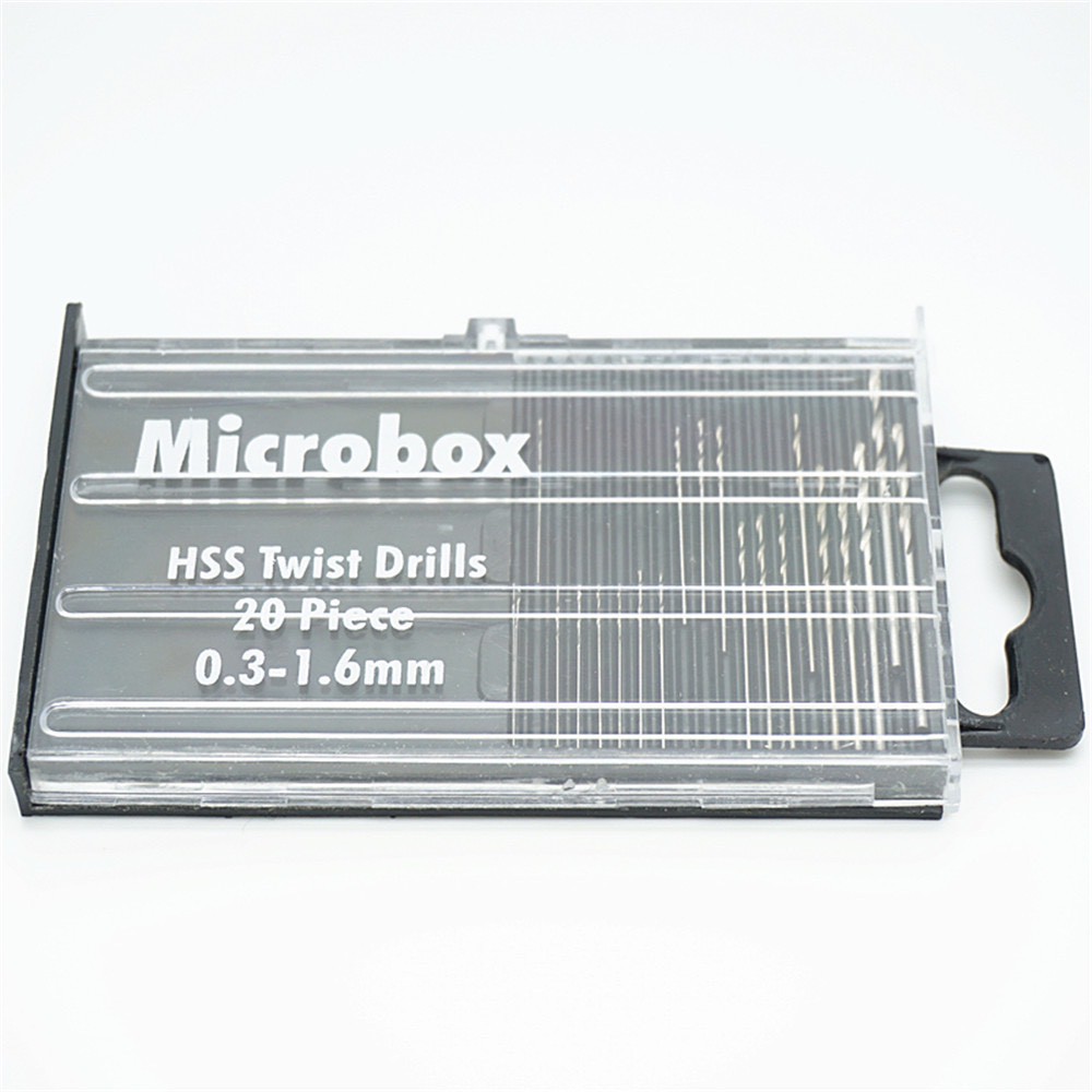 ชุดดอกสว่านจิ๋ว ดอกสว่านขนาดเล็ก HSS 20 ชิ้น ขนาด 0.3-1.6 mm ใช้กับเครื่องแกะสลัก เครื่องเจียร์สายอ่อน สว่านมือเล็ก