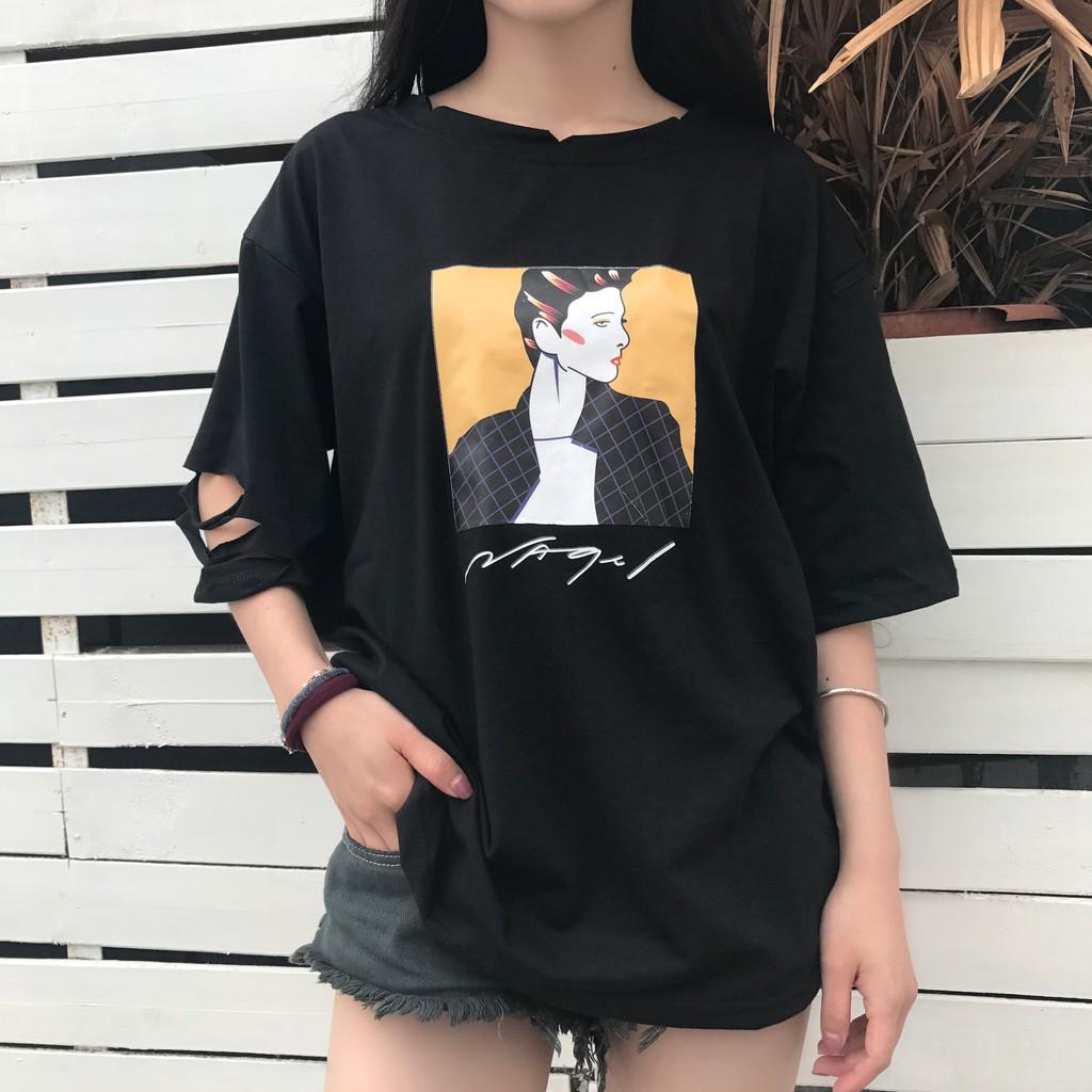 Fulllove เสื้อยืดสีขาว เสื้อยืดสีดำ Oversize เสื้อยืดคอกลม แขนสั้น