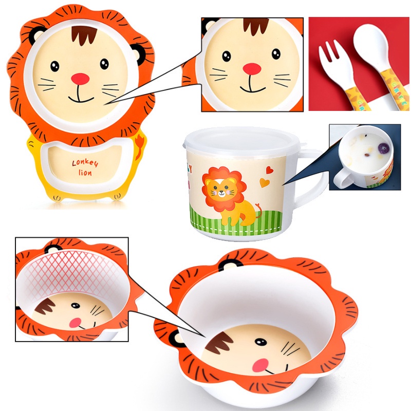 COD✨จานข้าวเด็ก 5ชิ้น จานข้าวลายการ์ตูน ชุดจานข้าวเด็ก เหมาะสำหรับเด็ก สไตล์การ์ตูน - รูปที่ 2