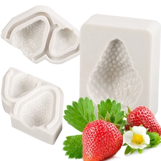 3Pcs 3D Strawberry Cake Silicone Mold Chocolate Fondant Decoration Baking Mould