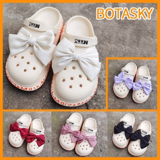 【Cute Deco】โบว์น่ารัก (5 สี) สีชมพู / ขาว / ดํา จี้กระดุม Crocs / น่ารัก Jibbitz Croc รองเท้า DIY / วัสดุเรซิน Charm สําหรับ DIY