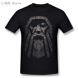 เสื้อยืดสีขาวเสื้อยืดลําลอง ผ้าฝ้าย 100% แขนสั้น คอกลม พิมพ์ลายอนิเมะ ODIN Vikings Valhalla สไตล์วินเทจ สําหรับผู้ชายS-4