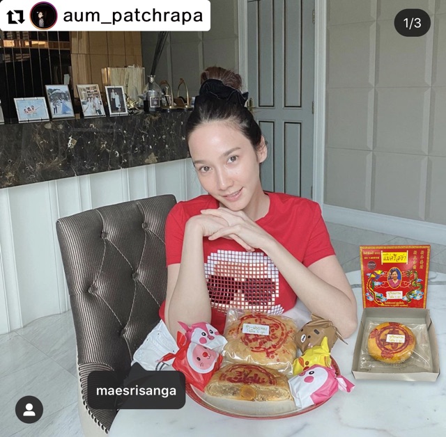 ขนมเปี๊ยะโบราณ (ขนาดใหญ่) แม่ศรีสง่า ไส้ถั่ว-ฟัก-ไข่เค็ม น้ำหนัก 480 กรัม