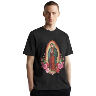 เสื้อยืด ผ้าฝ้ายแท้ พิมพ์ลาย Virgin Mary Saint Of Mexico แฟชั่นสําหรับผู้ชายS-5XL