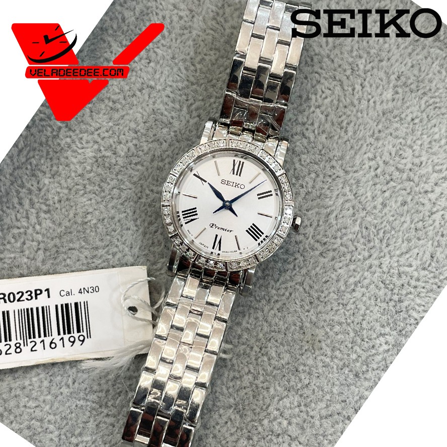 ไซโก้แท้100% Seiko premier Diamond Sapphire glass นาฬิกาข้อมือผู้หญิง สายสแตนเลส เพชรแท้ 36 เม็ด รุ่น SWR023P1