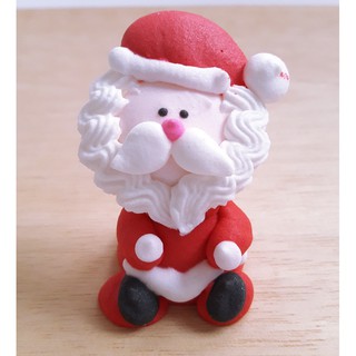 น้ำตาลปั้นซานต้าครอส Santa sugar cake topper ซานต้า น้ำตาลแต่งหน้าเค้ก เทศกาลคริสมาส 5x5cm 8ตัว