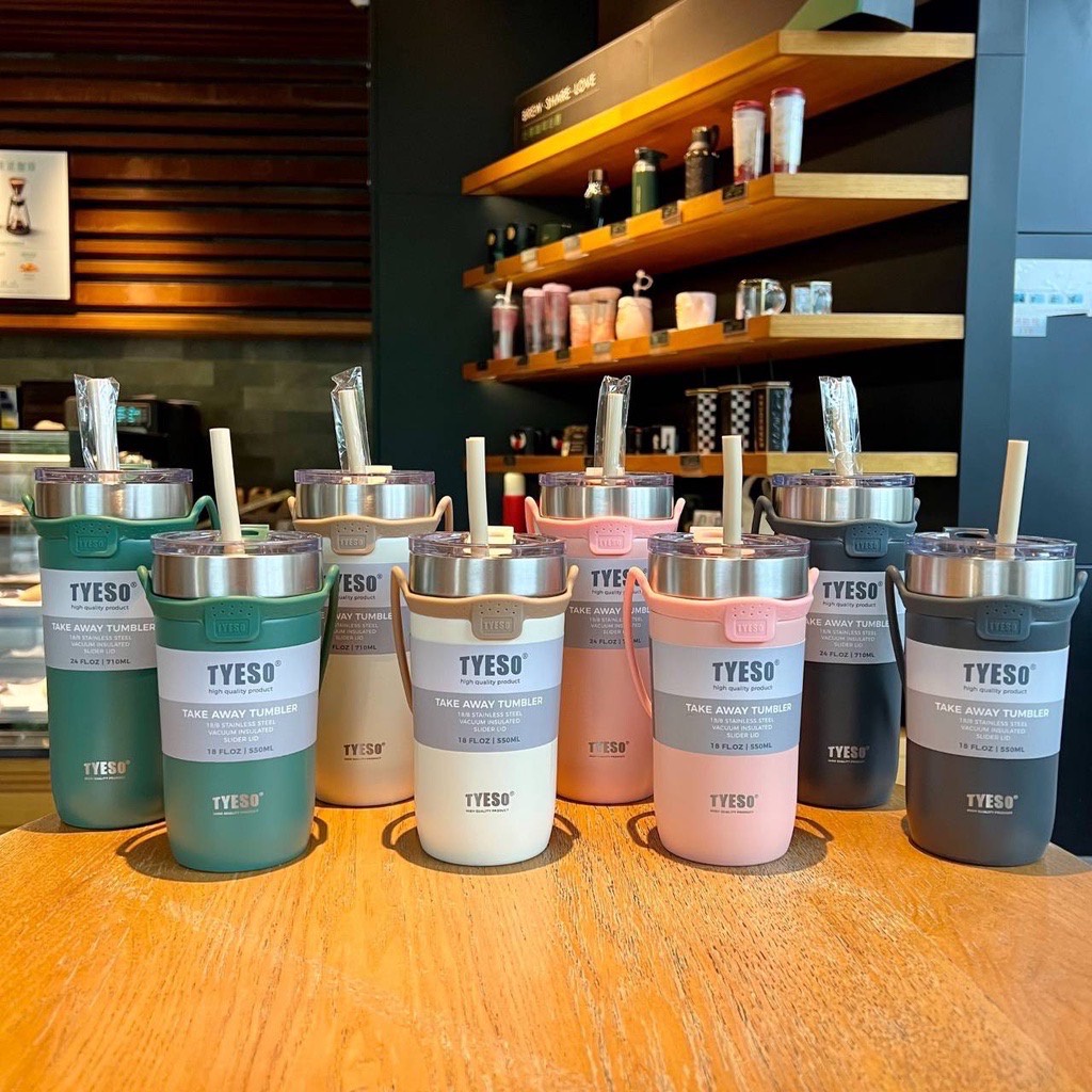 แก้วน้ำ Tyeso มีหูหิ้วถอดออกได้ เก็บความเย็นความร้อนได้ แก้วกาแฟ แก้วน้ำเก็บอุณหภูมิได้