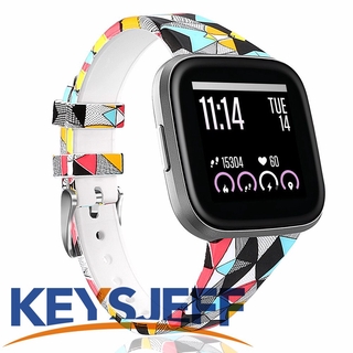 สายนาฬิกาข้อมือซิลิโคน ลายดอกไม้ แบบเปลี่ยน สําหรับ Fitbit Versa 2 1 Lite Edition Sport Bands 61022