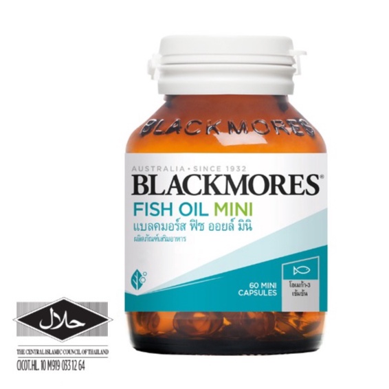 Blackmores Fish Oil Mini 60 Capsules แบลคมอร์ส ฟิช ออยล์ มินิแคป น้ำมันปลา เม็ดเล็ก กินง่าย ไร้กลิ่นคาว 60 แคปซูล 16771