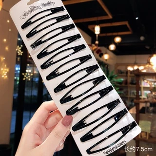 กิ๊บติดผม โลหะผสม สีดํา ยอดนิยม เครื่องประดับ สําหรับผู้หญิง จํานวน 10 ชิ้น ต่อชุด