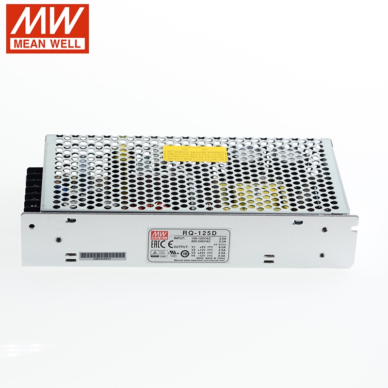 Mean WELL RQ-125D 124W Quad เอาต์พุต Switching Power Supply 110V220V AC ถึง 5V 12V 24V -12V DC 8A 2.