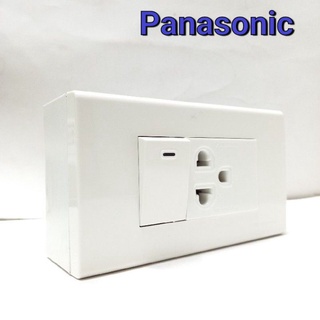 Panasonic (พานาโซนิก) 1 ปลั๊กกราวด์ 1สวิทช์ พร้อมบล็อกลอยติดผนัง 2 x 4 พร้อมจัดส่ง