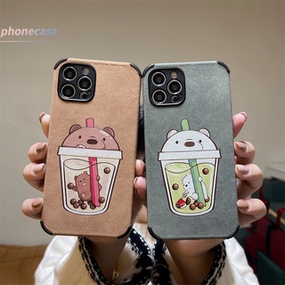 เคสซิลโคน TPU Realme C20 C21 C25 C15 C12 C11 2021 5 5S 5i 6i C17 7i C1 C2 C3 C3i C25S C20A Realme Narzo 20 10 10A 20A Cute Milk Tea Bear Anti-fall Phone Case