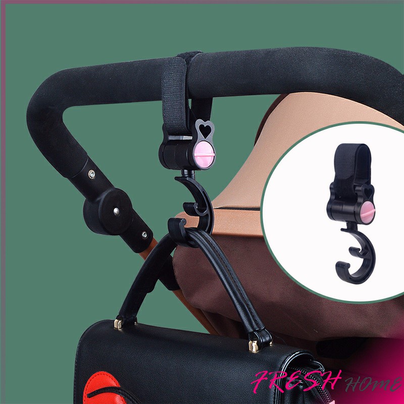 ตะขอแขวนสัมภาระติดรถเข็นเด็ก ตะขอห้อยของในรถเข็นที่แขวนของแบบหมุนได้ baby stroller hook