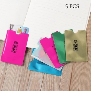Creamyvy ฝาครอบบัตรเครดิต 5 ชิ้น จากอะลูมิเนียม ป้องกันการขโมยข้อมูล RFID