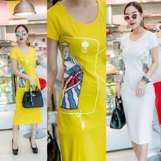 🔯พร้อมส่ง🔯 Maxi Dress พิมพ์ลายไพ่