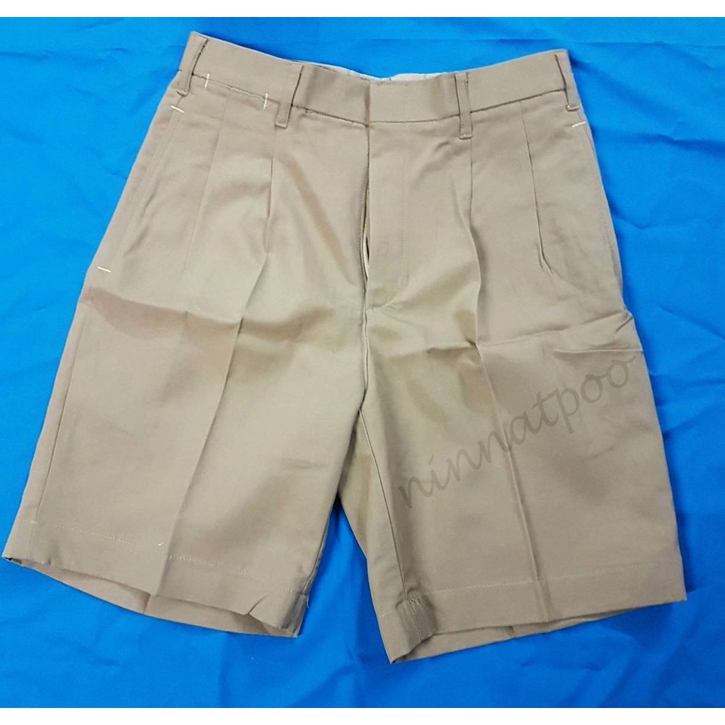 กางเกงนักเรียน สีกากีเข้ม ผ้าลีวาย ผ้ามัน เอว 21 ถึง 54 นิ้ว