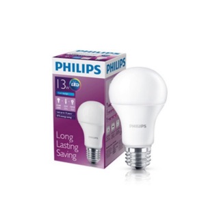 [แพ็ค1/แพ็ค4]Philips LED Bulb 13W ขัว E27 สีคูลเดย์ไลท์(แสงขาว6500K)และสีวอร์มไวด์(แสงเหลือง3000K)