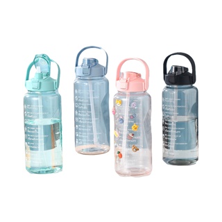 Gradient ขวดน้ำ 2 ลิตร กระบอกน้ำดื่ม มีสเกลเวลาบอกเวลาดื่มน้ำ ขวดน้ำพกพา สไตล์สปอร์ต กระติกน้ำขนาดใหญ่ 2L Water Bottle