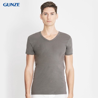 GUNZE เสื้อยืดผู้ชาย แขนสั้น คอวี รุ่น GS1631 สีเทา