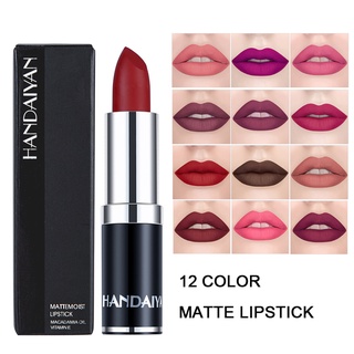 【In stock】HANDAIYAN 12 color lipstick velvet lips matte lipstick makeup lip gloss lasting waterproof ลิปสติกลิปกลอส口红 唇彩