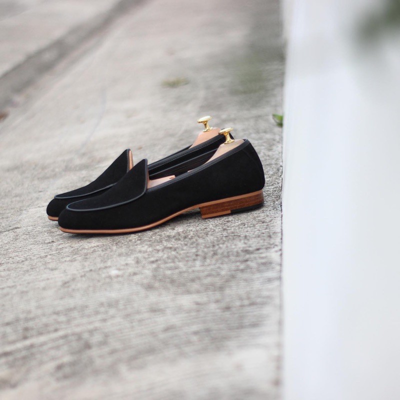 พร้อมส่ง British รองเท้าหนังกลับ รุ่น Belgian Loafers (Black)