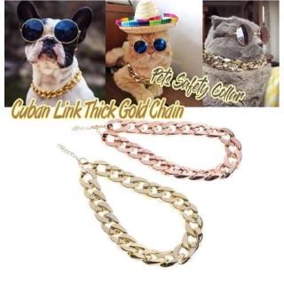 Fashion Pet Dog Necklace Collars,Thick Gold Chain Plated Plastic Puppy Collar, cuban Link Thick Gold Chain