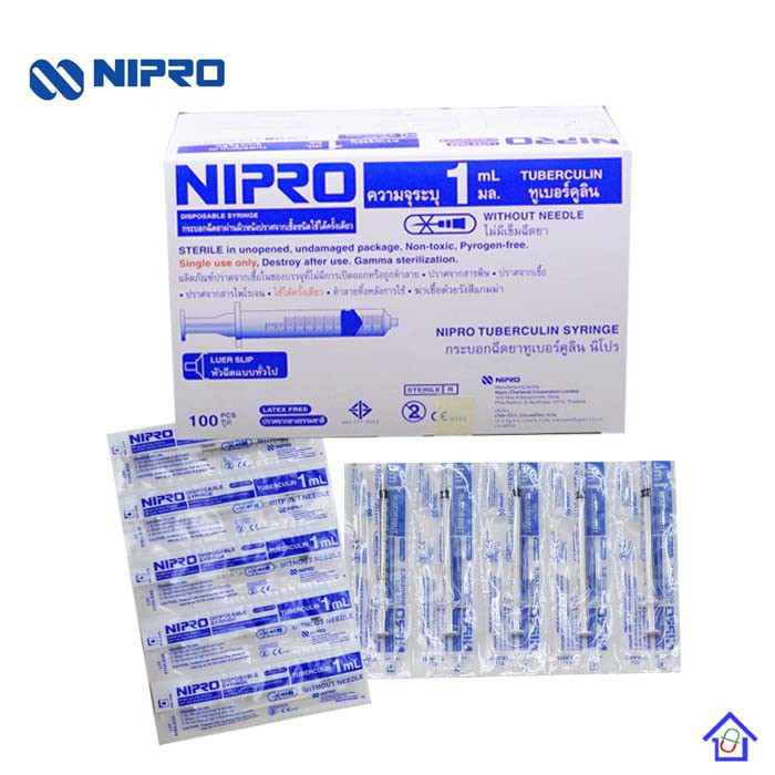Syringe 1 ml. ไม่มีหัวเข็ม ยี่ห้อ NIPRO # ไซริงค์ กระบอกฉีดยา ป้อนยา 1ml without needle