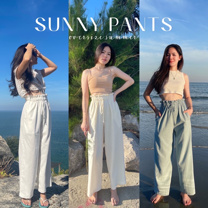 (oversize summer) กางเกงขายาว กางเกงผ้าฝ้ายญี่ปุ่น - Sunny pants(พร้อมส่ง)