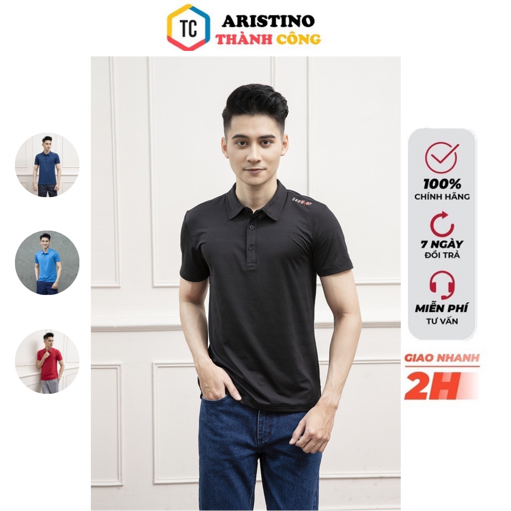 ARISTINO เสื้อยืดโปโลผู้ชายคอปกเปิดธรรมดาพิมพ์ลายสุดเก๋ APS055S1