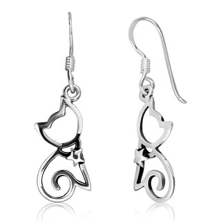 MachuSilver ต่างหูเงินแท้ 925 Sterling Silver รูปแมว พร้อมถุงกำมะหยี่ /MC014M