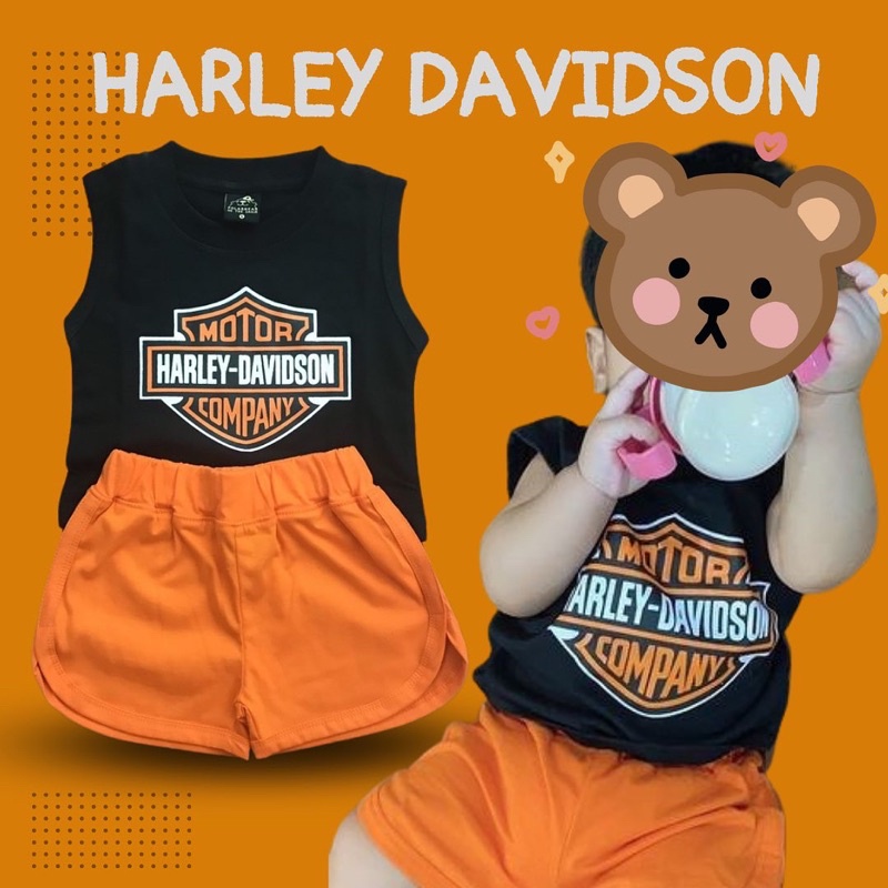 #harley Set Harley Davidson (เสื้อ+กางเกง) ฮาร์ลีย์ #ชุดเด็ก #ชุดฮาเล่ย์เด็ก