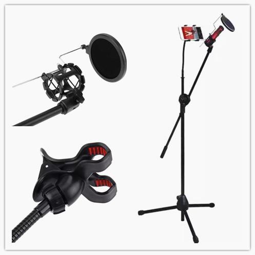 ขาตั้งไมโครโฟน แบบตั้งพื้น( ไม่รวมไมค์) และ ขาตั้งมือถือ 2 in 1 Microphone Tripod Stands ขาตั้งไมค์