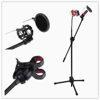 ขาตั้งไมโครโฟน แบบตั้งพื้น( ไม่รวมไมค์) และ ขาตั้ง SmartPhone ขาตั้งมือถือ 2 in 1 Microphone Tripod Stan