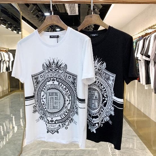 【Hot】เสื้อยืดคอก ลมแขนสั้นพิมพ์ลายสไตล์ย้อนยุคสําหรับผู้ชาย S - 3 Xl 8610