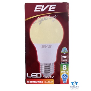 EVE หลอดไฟ LED Bulb หลอดไฟบ้าน A60 8W Warmwhite รุ่น TD