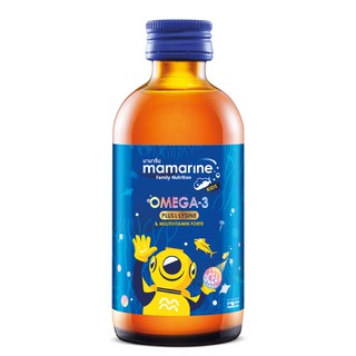 Mamarine KIDS OMEGA3 PLUS LYSINE FORTE 120ml มามารีน ฟอร์ท น้ำเงิน x 1 ขวด