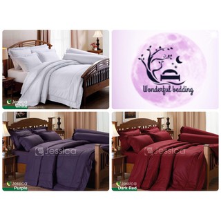 Jessica ผ้าปูที่นอน (ผ้าปูไม่รวมผ้านวม) สีพื้น ขนาด 3.5 / 5 / 6 ฟุต White Purple Dark Red wonderful bedding