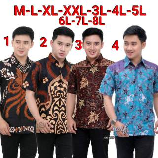 ของแท้ Risna Batik JUMBO HRB093 Hem Batik Men Short Premium M L XL XXL XXXL 3L 4L 5L Men TOP.