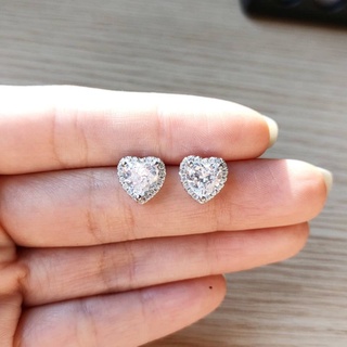 Galaroom Jewelry ต่างหูเพชรสวิสcz รุ่น B Heart Diamonds Studs