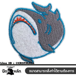 อาร์มรีดติดเสื้อผ้า ปักรูป shark แผ่นรีดติดผ้า ปักรูป ฉลาม ตัวรีดติดผ้า ปักรูป ฉลาม อาร์มรีดปักลาย shark งานปัก ลาย ฉลาม